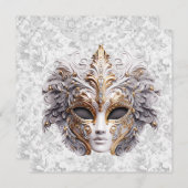 Carte Mascarade Masque coloré en gris (Devant / Derrière)