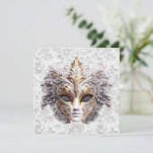 Carte Mascarade Masque coloré en gris (Debout devant)