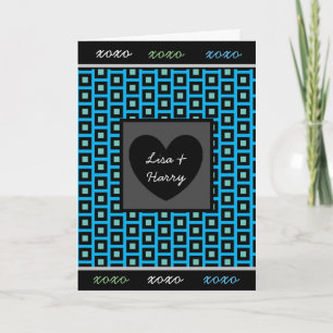 Carte masculine bleue, sarcelle et noire "Je t'aim