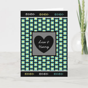 Carte masculine bleue, sarcelle et noire 'Je t'aim