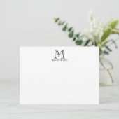 Carte Masculine Noir Monogramme initial et nom Note plat (Debout devant)