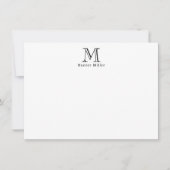 Carte Masculine Noir Monogramme initial et nom Note plat (Devant)