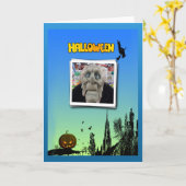 Carte Mask of Old Man, Flying Witch and Jack o Lantern (Fleur jaune)