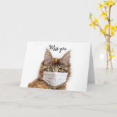 Carte Mask wearing Maine Coon cat (Fleur jaune)