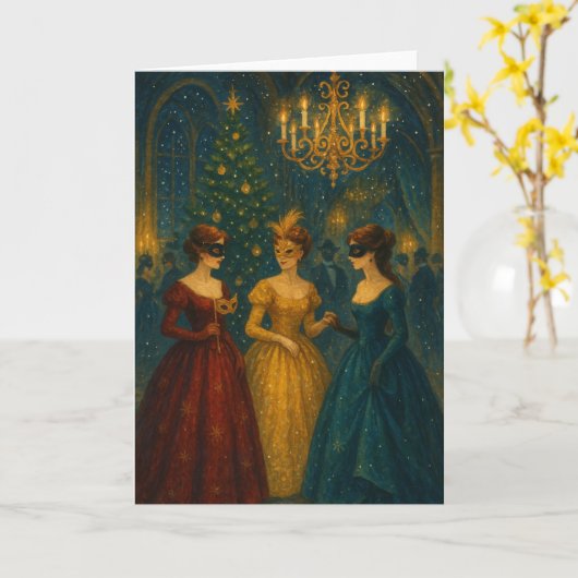 Carte Masked Ball Christmas Card (Fleur jaune)