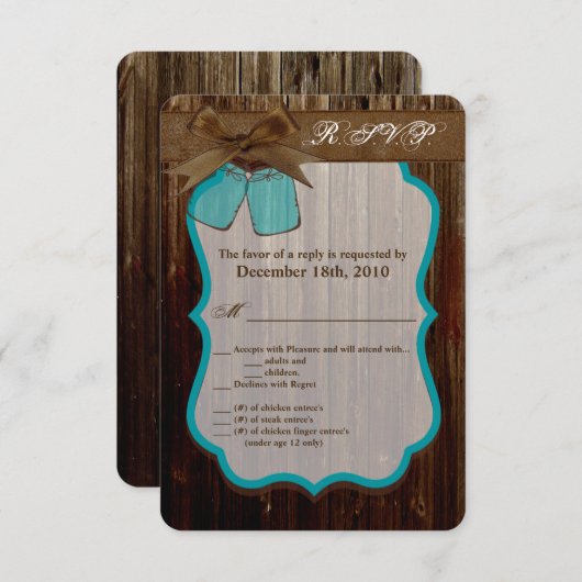 Carte Mason Jar 3,5x5 R.S.V.P. Initiales de boîte (Devant / Derrière)