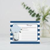 Carte Mason Jar et Blue Hydrangea Bloom Recette (Debout devant)