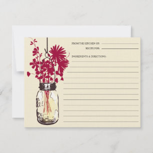 Carte Mason Jar et Fleur sauvage Recette Card