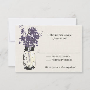 Carte Mason Jar et Fleur sauvage RSVP