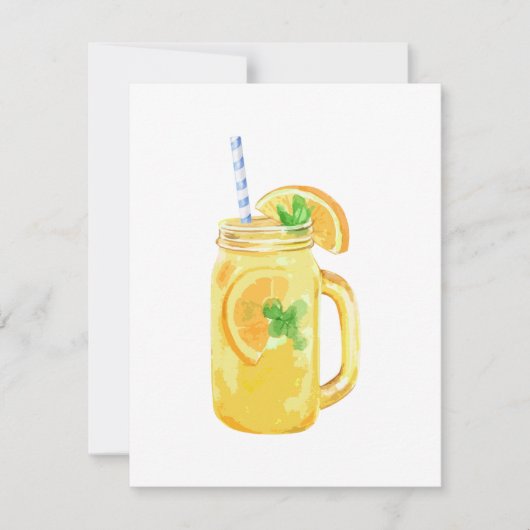 Carte Mason Jar Eté Soleil Thé De Glace En Aquarelle (Devant)