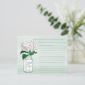 Carte Mason Jar & Hydrangea Mint Green Recette Car (Debout devant)