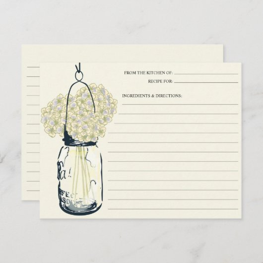 Carte Mason Jar & Hydrangeas Recette (Devant / Derrière)