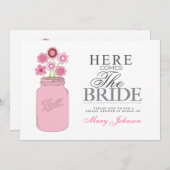 Carte Mason Jar Rustic Fête de l'mariée Party (Devant / Derrière)