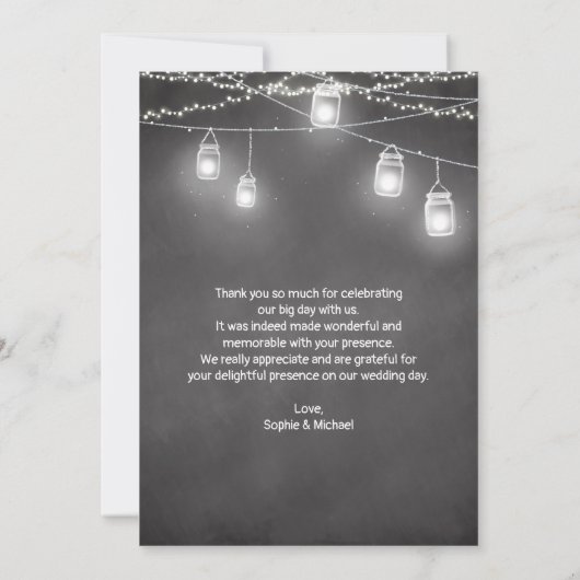 Carte Mason Merci noir blanc Mariage (Dos)