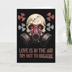 Carte Masque à gaz de crâne de la Saint-Valentin Amour e