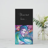 Carte Masque bleu de dame Fête masquée sarcelle noir (Debout devant)