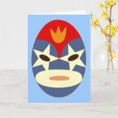 Carte Masque bleu de Lucha Libre (Fleur jaune)