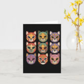 Carte Masque de Chat de Lucha Libre Drôle Masque de Luch (Fleur jaune)