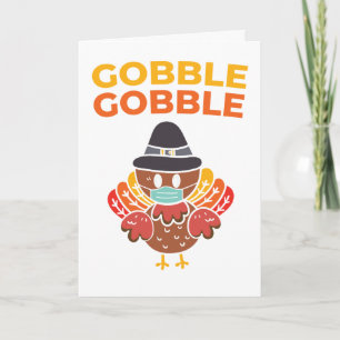 Carte Masque de dinde drôle de Thanksgiving Gobble Gobbl