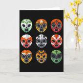 Carte Masque de lutte de Lucha Libre Cinco De Mayo Mexic (Fleur jaune)