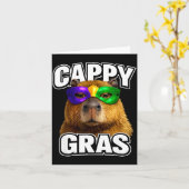 Carte Masque de mardi gras drôle capybara mème (Fleur jaune)