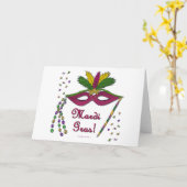 Carte Masque de Mardi Gras Plumes Perles (Fleur jaune)