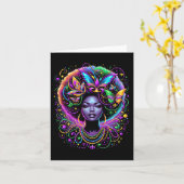 Carte Masque de perles de papillon afro-Queen noir (Fleur jaune)