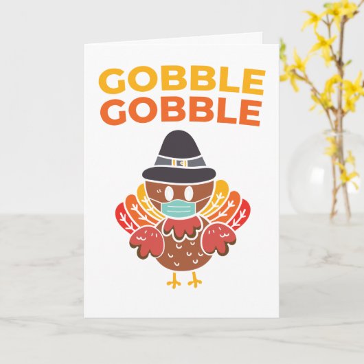 Carte Masque drôle de dinde de Thanksgiving Gobble Gobbl (Fleur jaune)