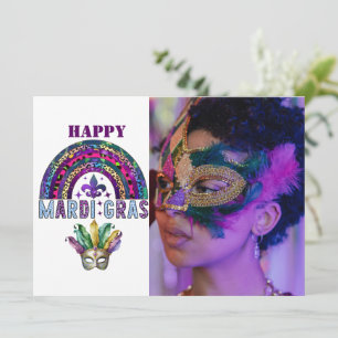 Carte Masque et Arc-en-ciel de Mardi Gras