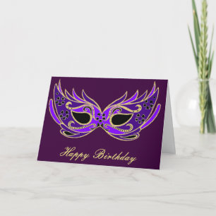 Carte Masque masqué royal violet