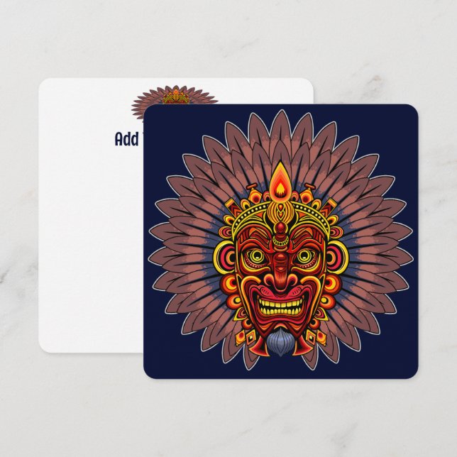 Carte Masque rituel du roi guerrier tribal (Devant / Derrière)