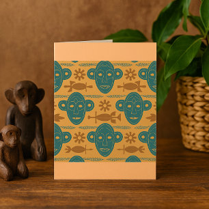 Carte Masque tribal motif ethnique de visage africain