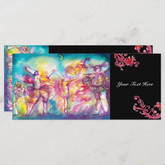 Carte MASQUERADE, Mardi Gras Masques, Danse, Musique (Devant / Derrière)