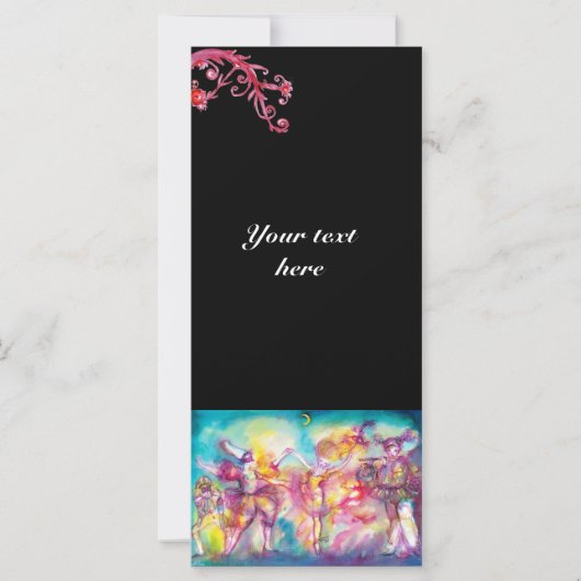 Carte MASQUERADE, Mardi Gras Masques, Danse, Musique (Dos)