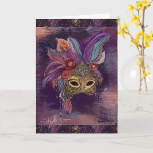 CARTE MASQUERADE VENICE ART (Fleur jaune)