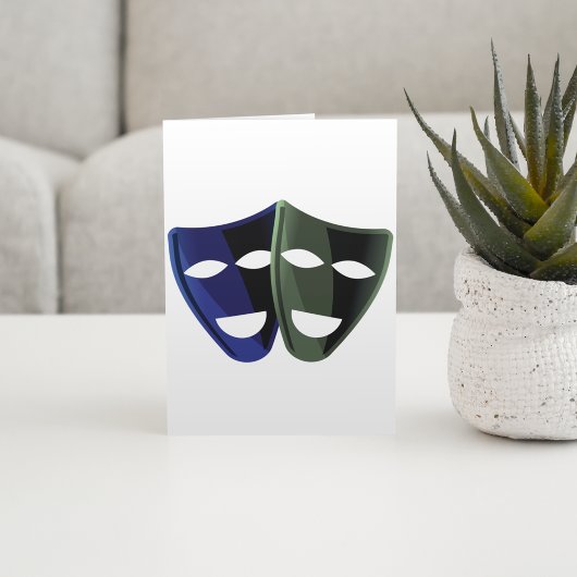 Carte Masques De Théâtre Bleu Et Vert