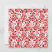 Carte Masques Kitsune et camélia fleurie sur rose (Dos)