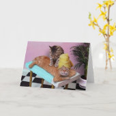 Carte Massage drôle de chat (Fleur jaune)