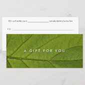 Carte Massage Spa Wellness Nature Certificats cadeaux (Devant / Derrière)