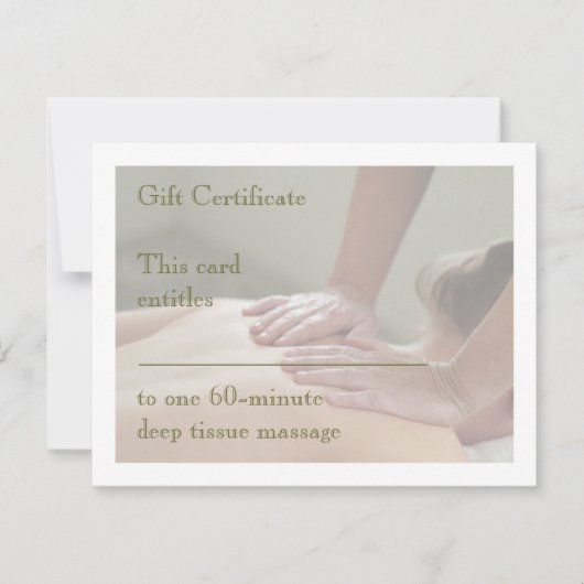 Carte Massage suédois - Retour - Certificat cadeau (Devant)
