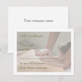 Carte Massage suédois - Retour - Certificat cadeau (Devant / Derrière)