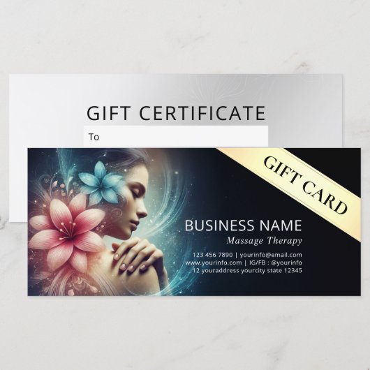 Carte Massage Thérapie Guérison Mains Énergie Spa Bien-ê (Devant / Derrière)