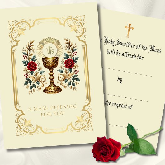 Carte Masse Catholique Offrant Chalice Floral