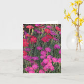 CARTE MASSE DE FLEURS ROSES ET ROUGES (Fleur jaune)