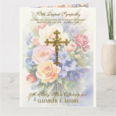 Carte Masse De Sympathie Catholique Offrant Crucifix Flo (Devant)