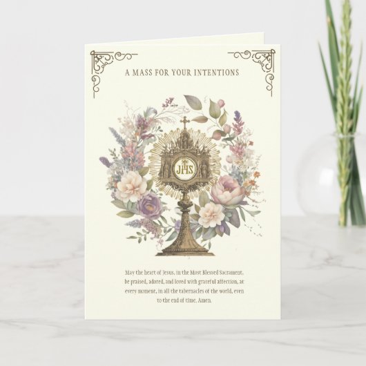 Carte Masse Offrir Floral Divine Loue l'Eucharistie (Devant)