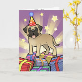 Carte Mastiff anniversaire / Bullmastiff (Fleur jaune)
