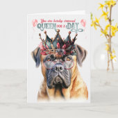 Carte Mastiff Dog Queen pour une journée d'anniversaire (Fleur jaune)