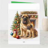 Carte Mastiff Dogue de Noël Cheminée (Dos)