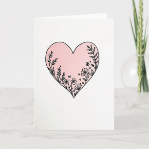 Carte mat de cœur floral minimaliste